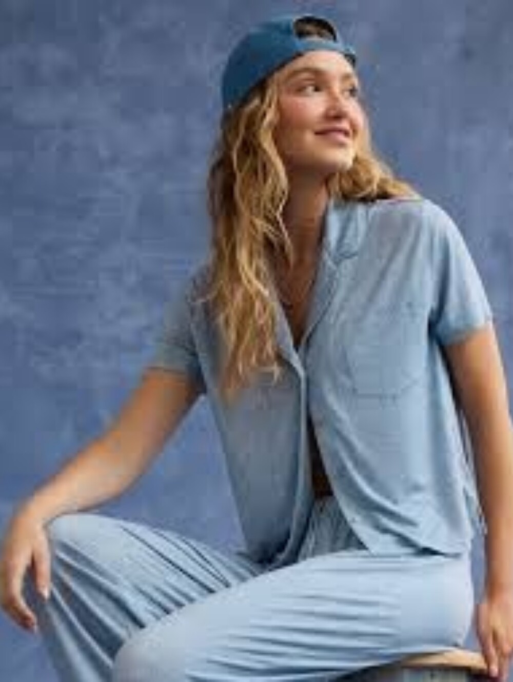 AE x aerie Match Made In Demin Realsoft Pajama Shirt - M